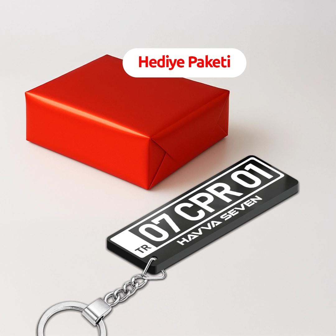 Kişiye Özel İsimli Plaka Anahtarlık - Siyah